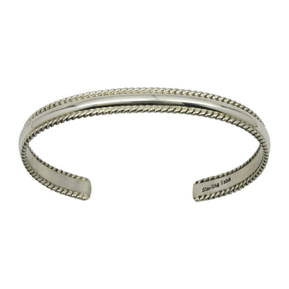 Elaine Tahe Sterling Silver Navajo 2 Rope & Half Round Middle 7mm Bracelet