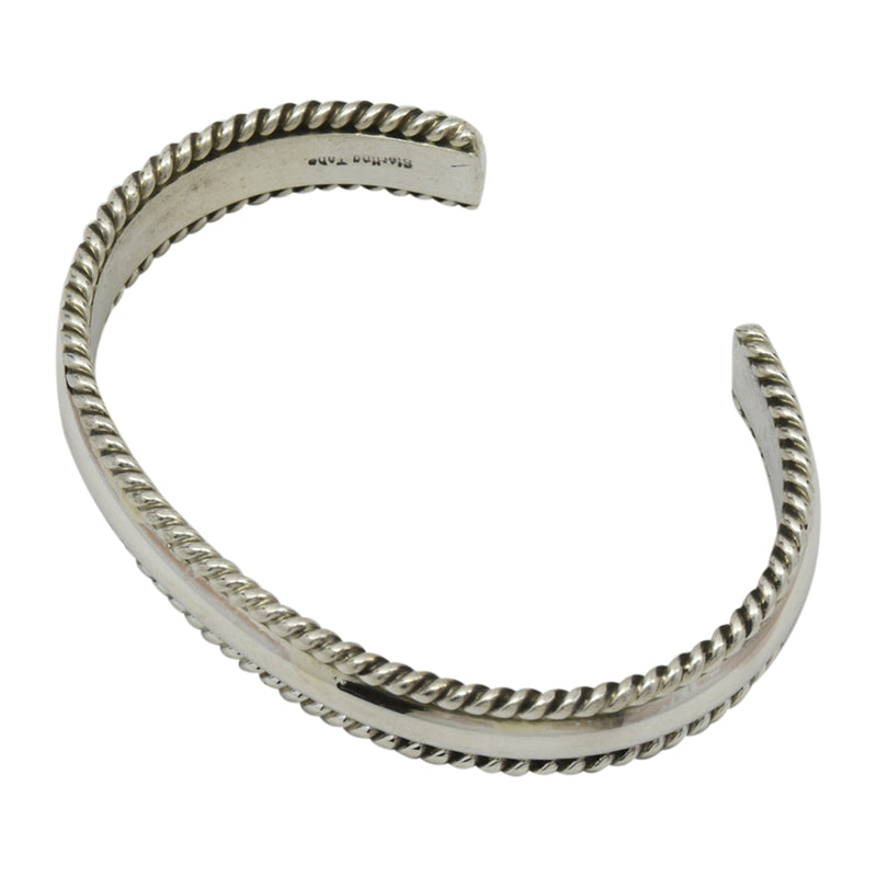 Elaine Tahe Sterling Silver Navajo 2 Rope & Half Round Middle 11mm Bracelet