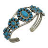 Nathaniel Curley Sterling Silver Turquoise 5 Cluster Navajo Cuff Bracelet