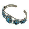 Nathaniel Curley Sterling Silver Turquoise 5 Cluster Navajo Cuff Bracelet
