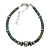 Sterling Silver James McCabe Turquoise Inlay Mercury Dime Bead Navajo Necklace