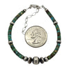 Sterling Silver Turquoise Heishi & 3 Bead Navajo Pearls Bracelet w/ Extender