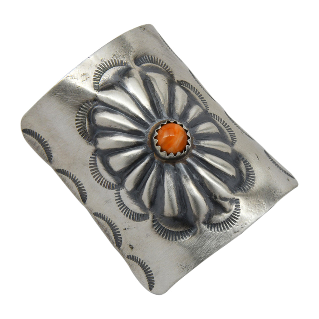 Ryan Begay Orange Spiny Oyster Pony Tail Hair Holder Sterling Silver Navajo