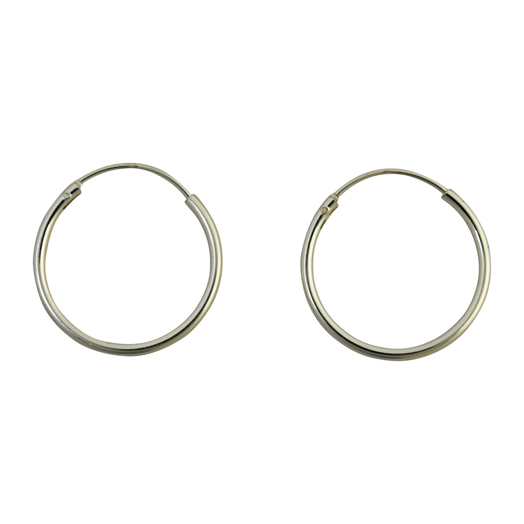 Sterling Silver Endless Hoop Earrings Round 1.25mm Wide. Available in 10mm to 70mm