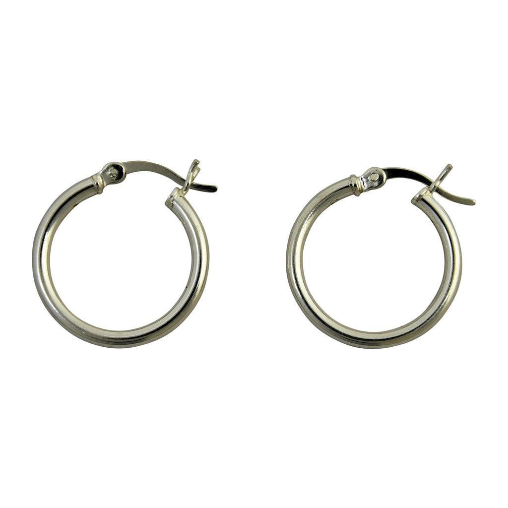 Sterling Silver Hinged Hoop Earrings Round 2mm Wide. Available in 10mm to 70mm