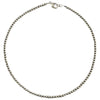 Sterling Silver Navajo Pearl 4mm Oxidize Bead Necklace. Available from 14" to 60"