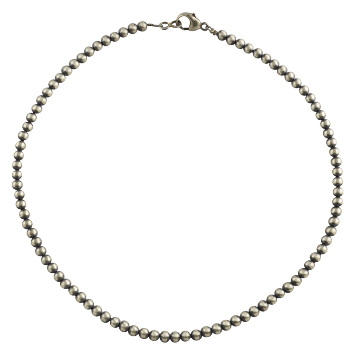 Sterling Silver Desert Pearls 5mm Oxidize Round Bead Necklace. Available from 14" to 60"