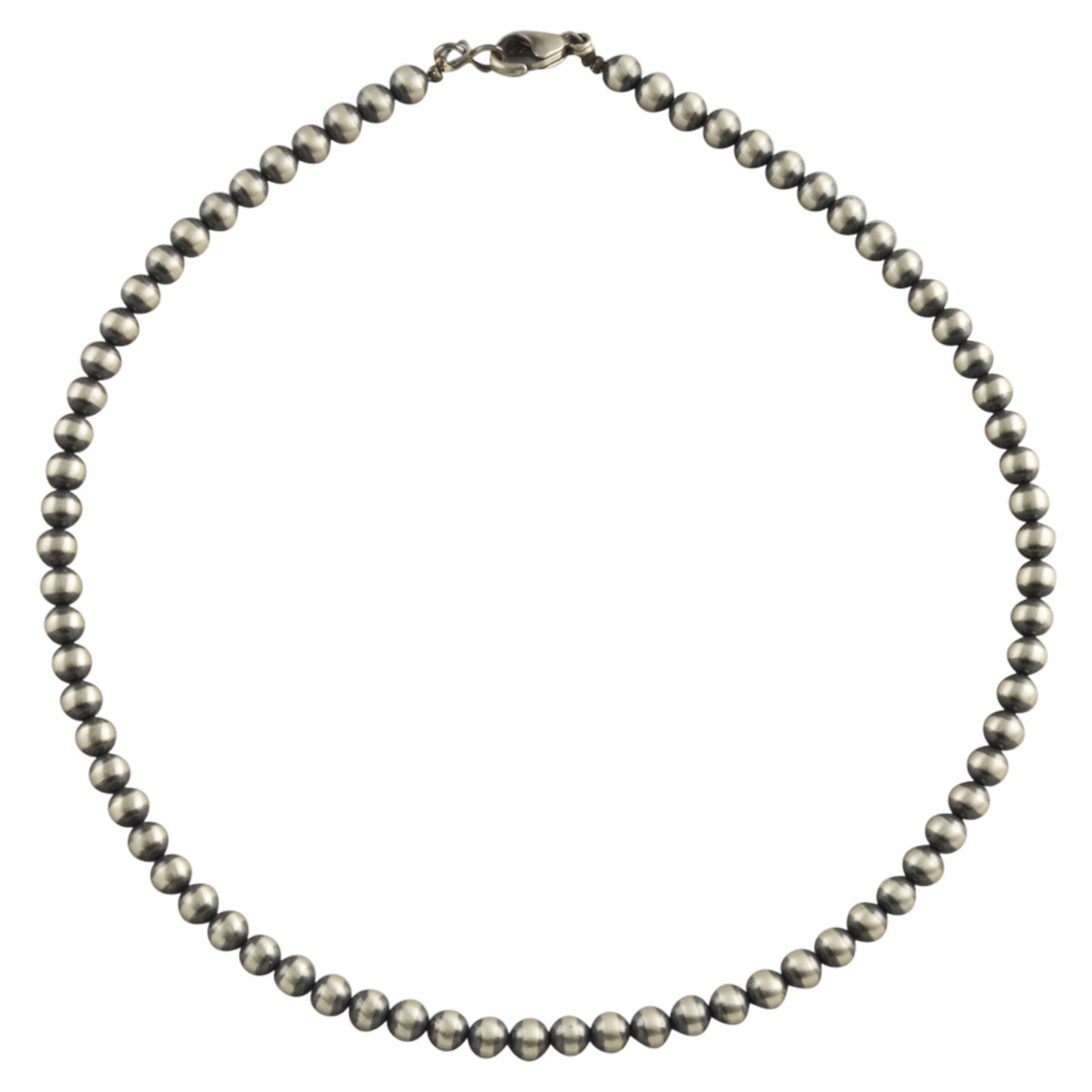 22 Single Strand Oxidized Sterling Silver Beaded Necklace 6 mm