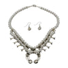 Phil & Lenora Garcia Sterling Silver Coral Short Squash Blossom Navajo Necklace