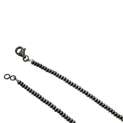 Sterling Silver Desert Pearls 3.2mm Saucer Oxidized Bead Necklace. Available from 16" to 30"