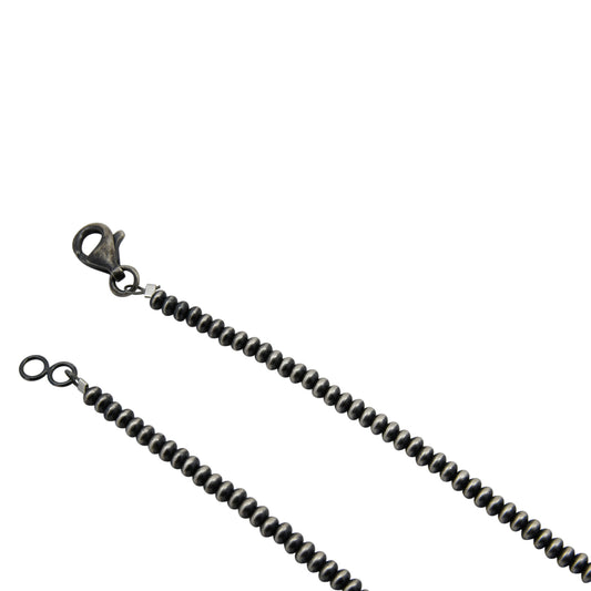 Sterling Silver Desert Pearls 3.2mm Saucer Oxidized Bead Necklace. Available from 16" to 30"