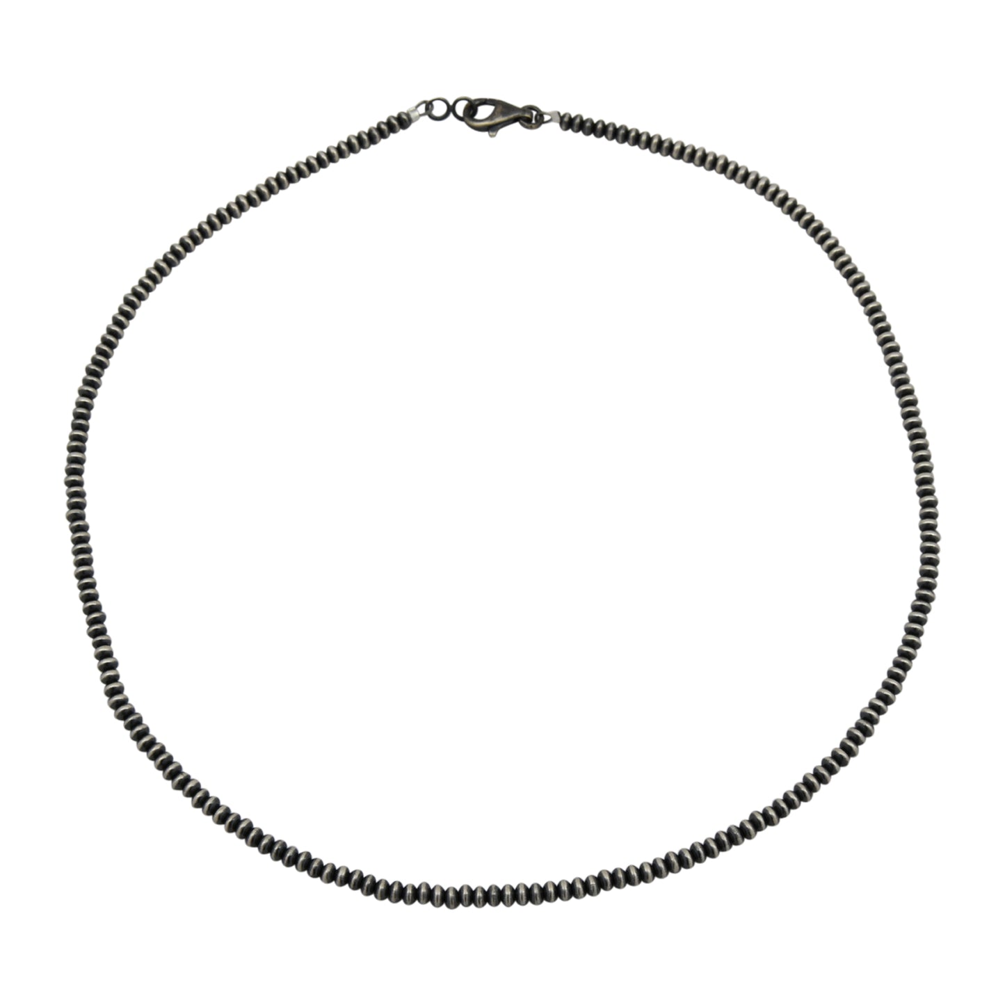 Sterling Silver Desert Pearls 3.2mm Saucer Oxidized Bead Necklace. Available from 16" to 30"
