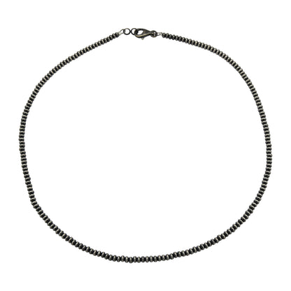 Sterling Silver Desert Pearls 3.2mm Saucer Oxidized Bead Necklace. Available from 16" to 30"