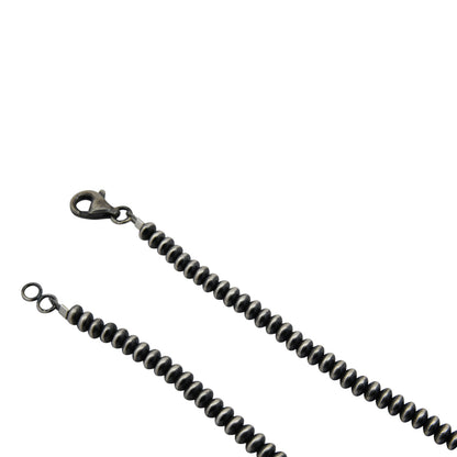 Sterling Silver Desert Pearls 4.5mm Saucer Oxidized Bead Necklace. Available from 16" to 30"