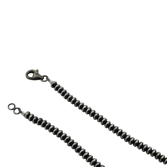 Sterling Silver Desert Pearls 4.5mm Saucer Oxidized Bead Necklace. Available from 16" to 30"