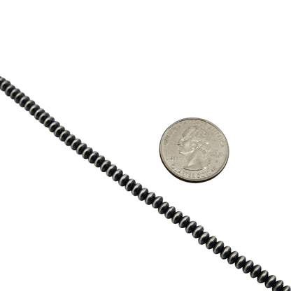 Sterling Silver Desert Pearls 4.5mm Saucer Oxidized Bead Necklace. Available from 16" to 30"