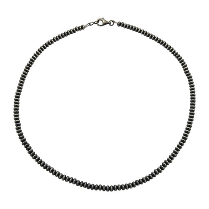 Sterling Silver Desert Pearls 4.5mm Saucer Oxidized Bead Necklace. Available from 16" to 30"