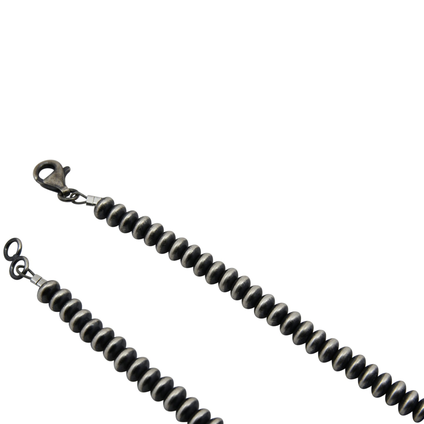 Sterling Silver Desert Pearls 5.5mm Saucer Oxidized Bead Necklace. Available from 16" to 30"