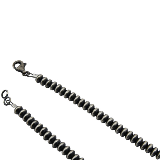 Sterling Silver Desert Pearls 5.5mm Saucer Oxidized Bead Necklace. Available from 16" to 30"