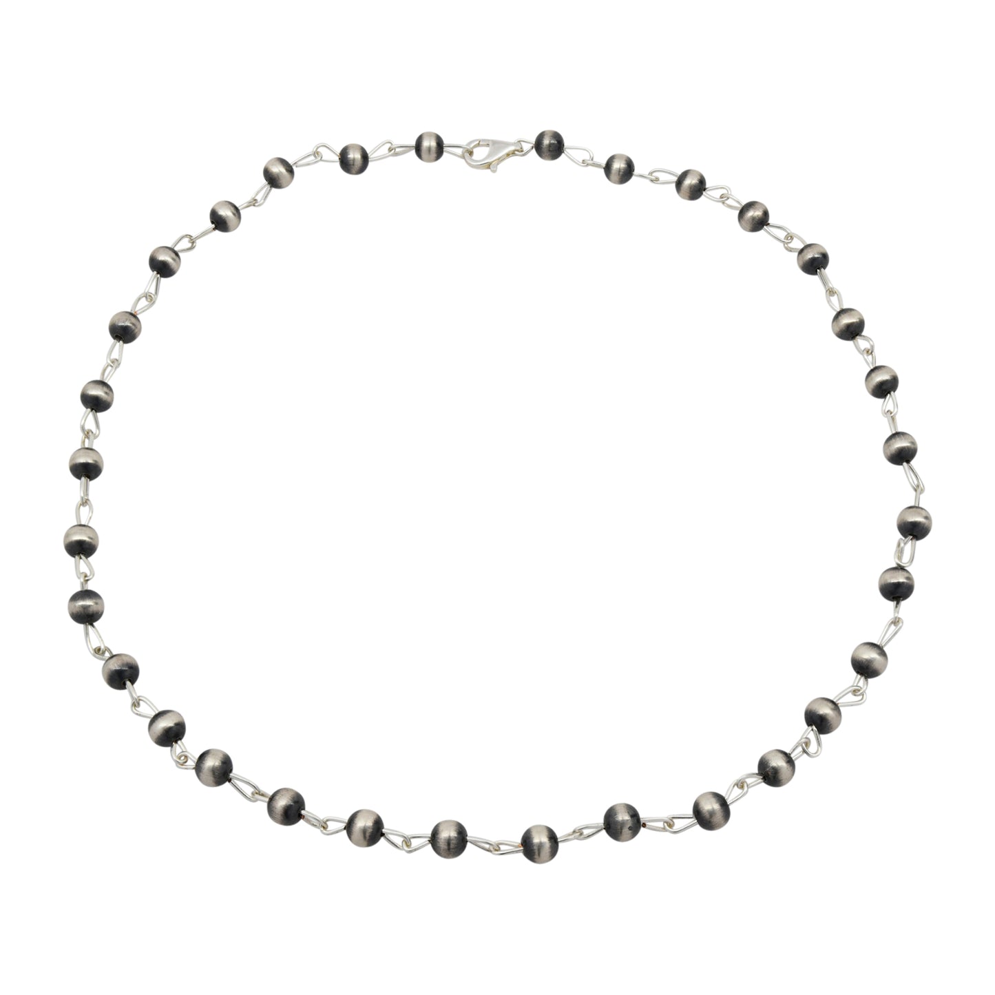 Sterling Silver 8mm Navajo Pearl Link Lariat Necklace