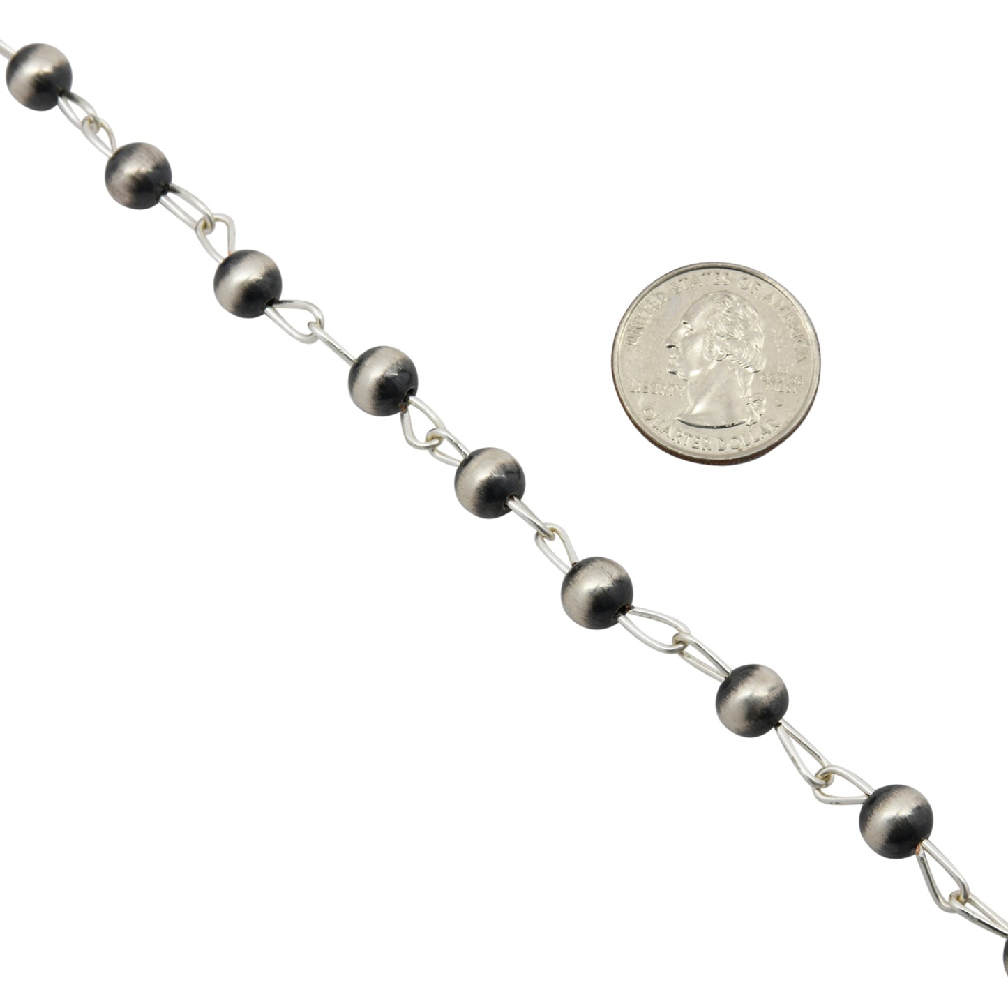 Sterling Silver 8mm Navajo Pearl Link Lariat Necklace