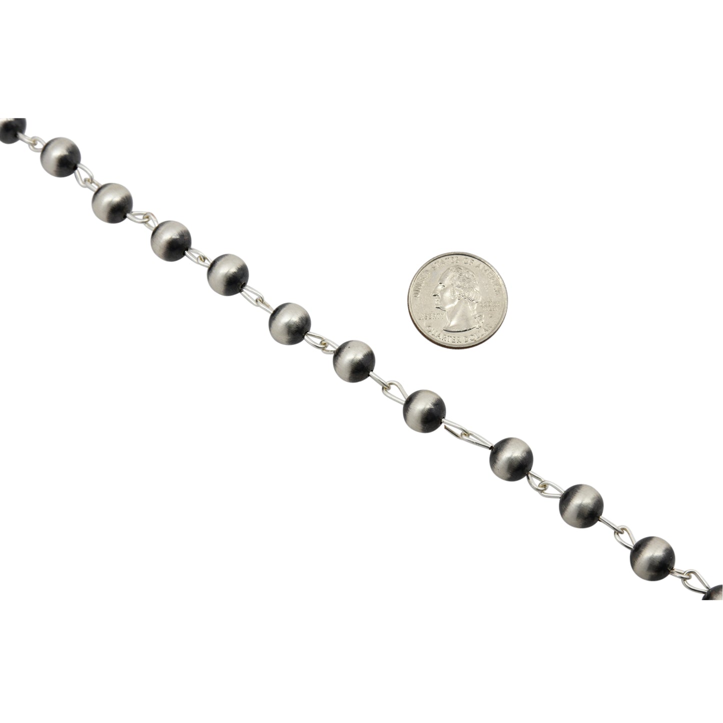 Sterling Silver 10mm Navajo Pearl Link Lariat Necklace. Available in 20" to 30"