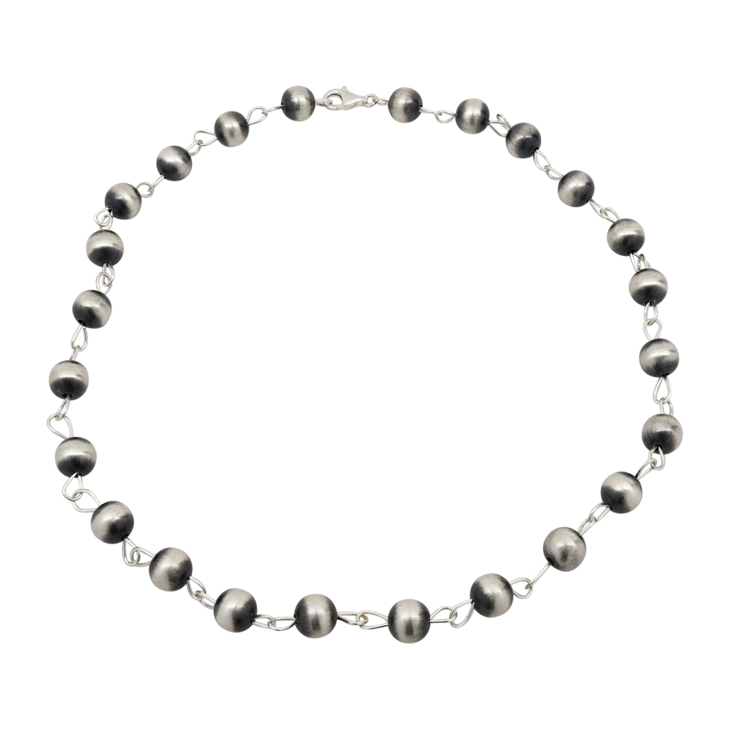 Sterling Silver 12mm Navajo Pearl Link Lariat Necklace. Available in 20" to 36"