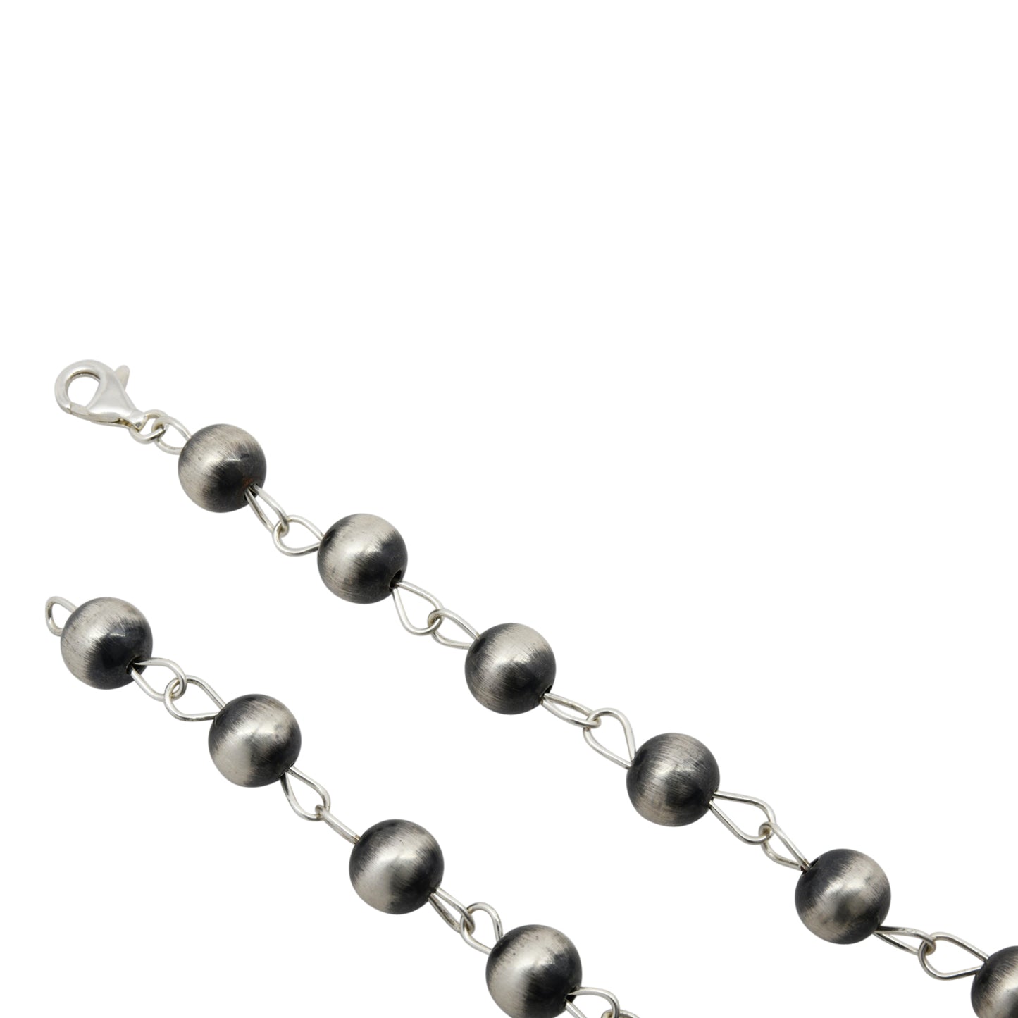 Sterling Silver 12mm Navajo Pearl Link Lariat Necklace. Available in 20" to 36"