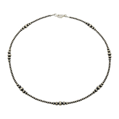 Sterling Silver Mixed Graduated Desert Pearls Oxidized Bead Necklace. Available from 14" to 60"