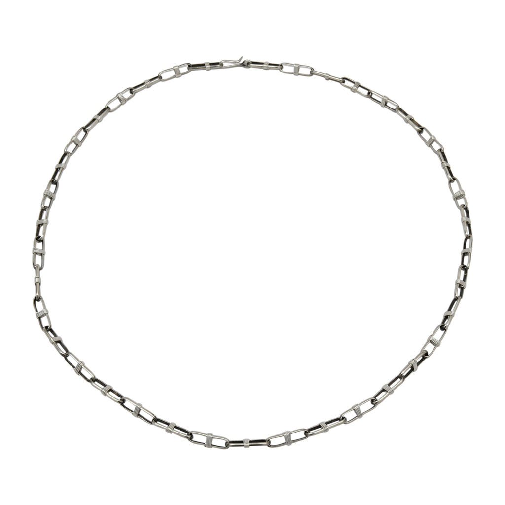 Sally Shirley Sterling Silver Navajo 14 Gauge Half Round Handmade Paper Clip Chain. Available from 24" to 30"