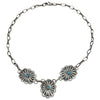 Sterling Silver Ryan Begay Turquoise 3 Oval Navajo Concho Necklace