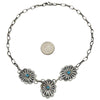 Sterling Silver Ryan Begay Turquoise 3 Oval Navajo Concho Necklace