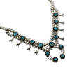Phil & Lenora Garcia Sterling Silver Turquoise Short Squash Blossom Navajo Necklace
