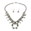 Phil & Lenora Garcia Sterling Silver Turquoise Short Squash Blossom Navajo Necklace