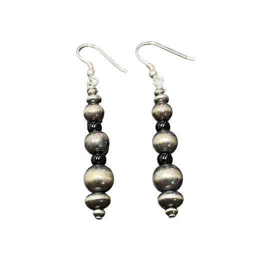 Onyx Desert Pearl Bead Dangle Earrings Sterling Silver