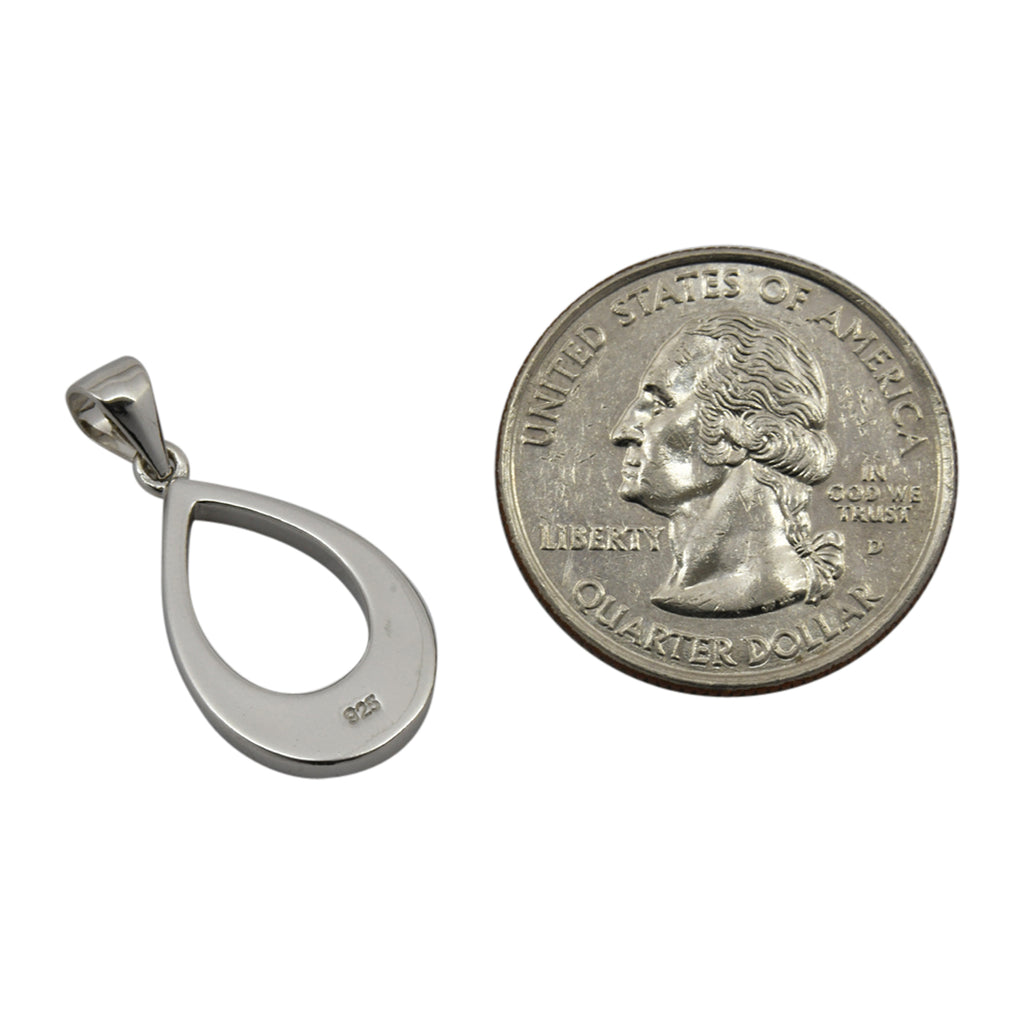 Sterling Silver White Lab Opal Inlay Tear Drop Pendant