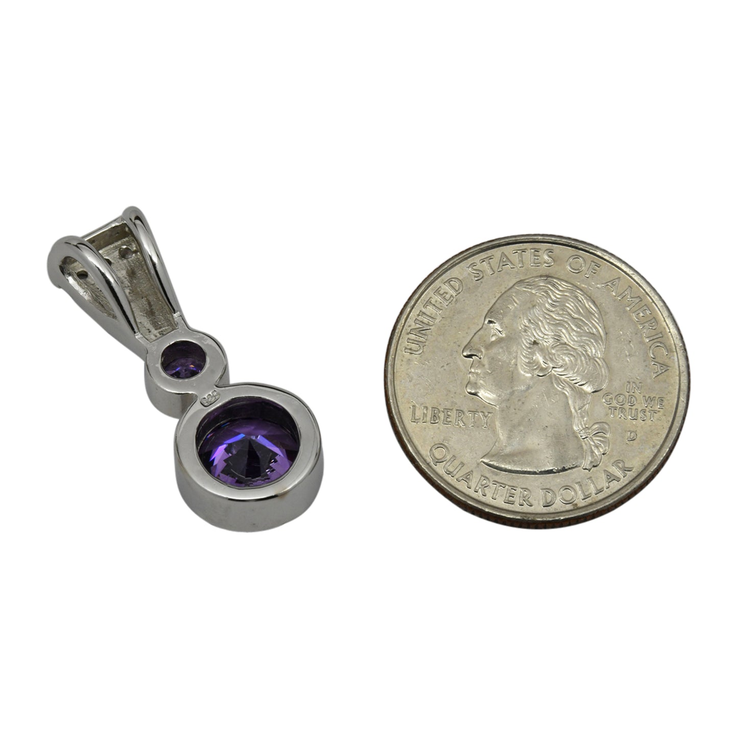 Sterling Silver White Lab Opal & Purple CZ Round Slider Pendant