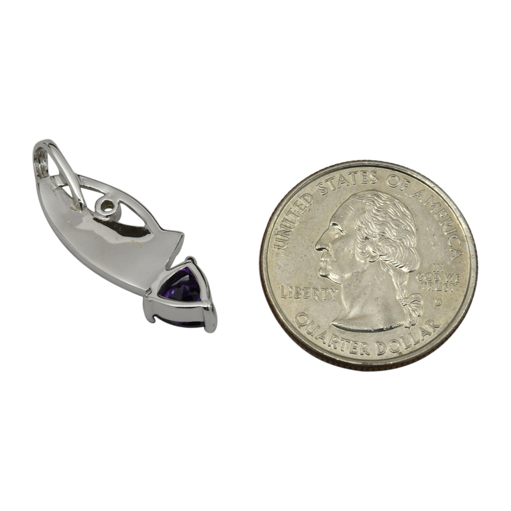 Sterling Silver Blue Lab Opal & Purple CZ Slider Pendant