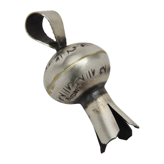 Monica Smith Mini Blossom Stamped Pendant Navajo Sterling Silver