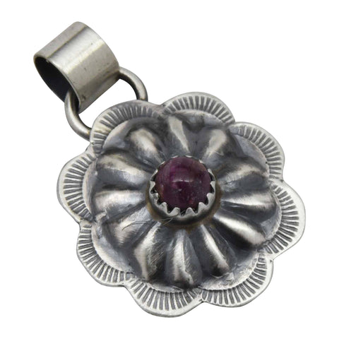 Ryan & Joan Begay Sterling Silver Purple Spiny Oyster Oval Concho Navajo Bracelet