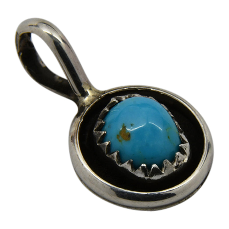 Phil & Lenora Garcia Sterling Silver Turquoise Shadow Box Navajo Pendant