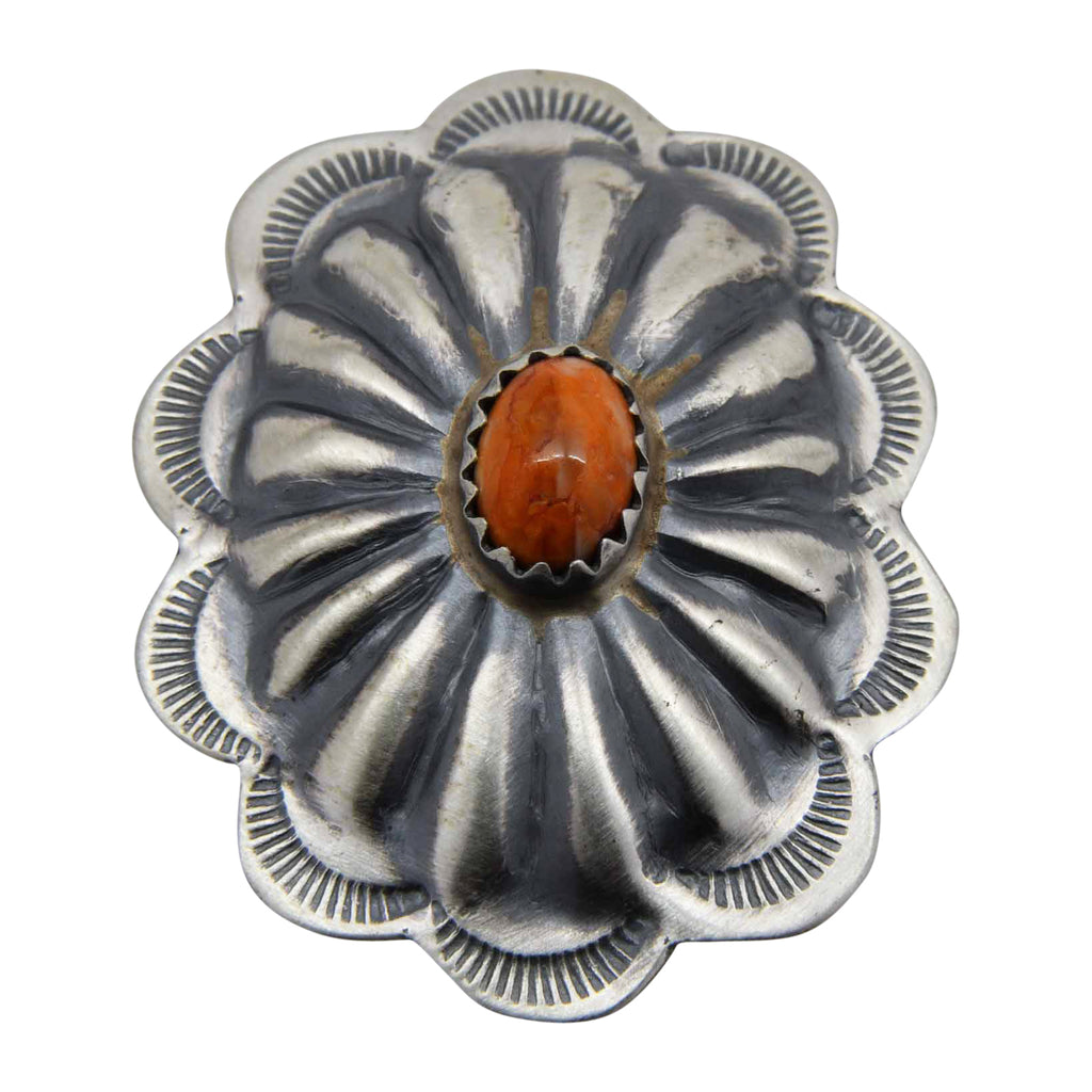 Ryan Begay Orange Spiny Oyster Shell Concho Sterling Silver Navajo