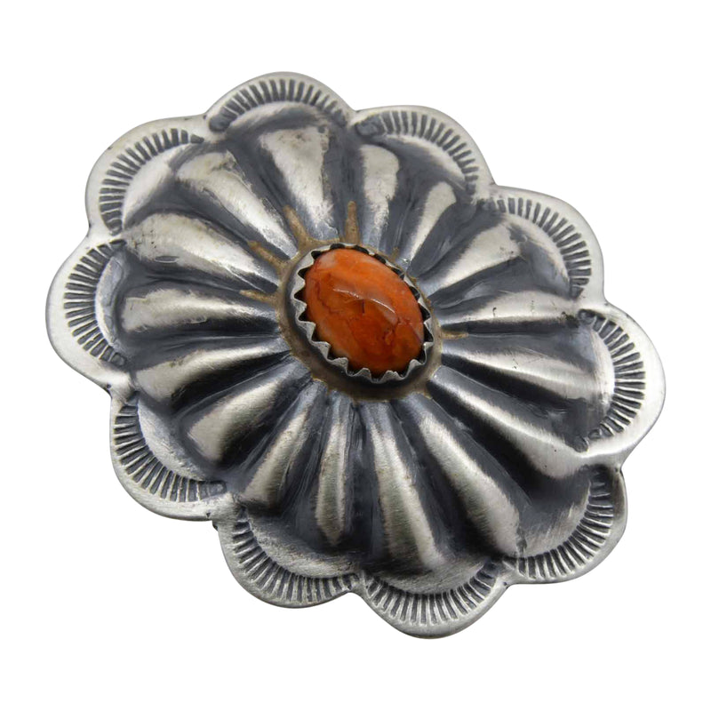Ryan Begay Orange Spiny Oyster Shell Concho Sterling Silver Navajo