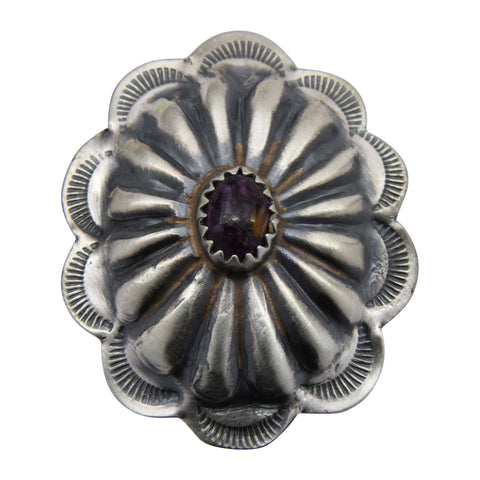 Ryan & Joan Begay Sterling Silver Purple Spiny Oyster Oval Concho Navajo Bracelet