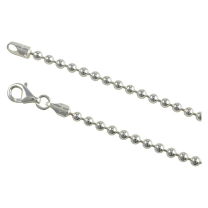 Sterling Silver Round Bead Ball 300 3mm Necklace Chain Solid Dog Tag Jewelry