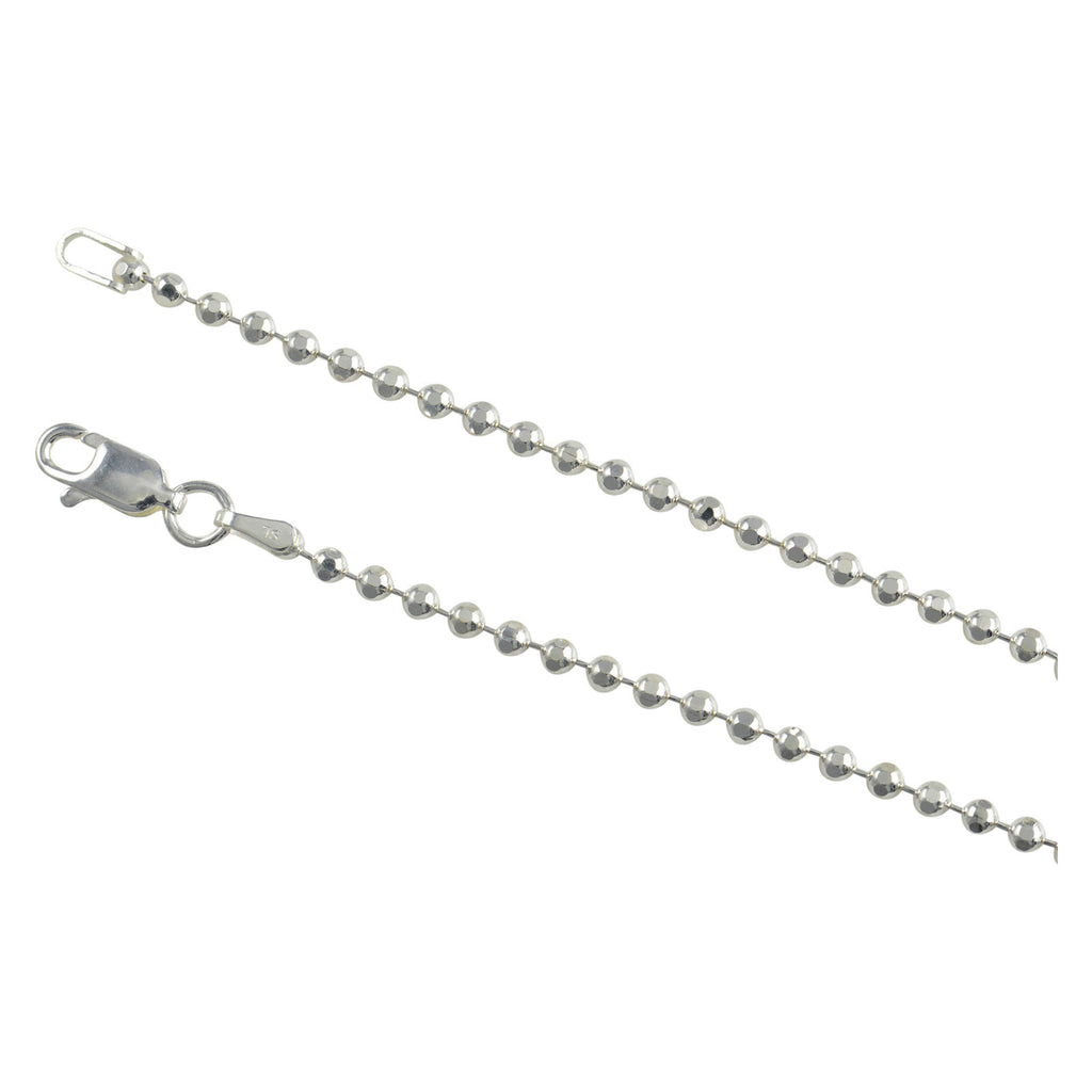 Sterling Silver Diamond Cut Bead Ball 220 2.2mm Necklace Chain Dog Tag Shiny