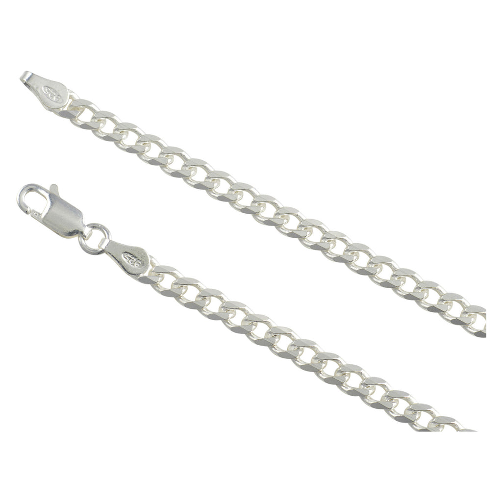 Sterling Silver Curb 100 4mm Bracelet Chain Italian Italy Solid .925 Jewelry