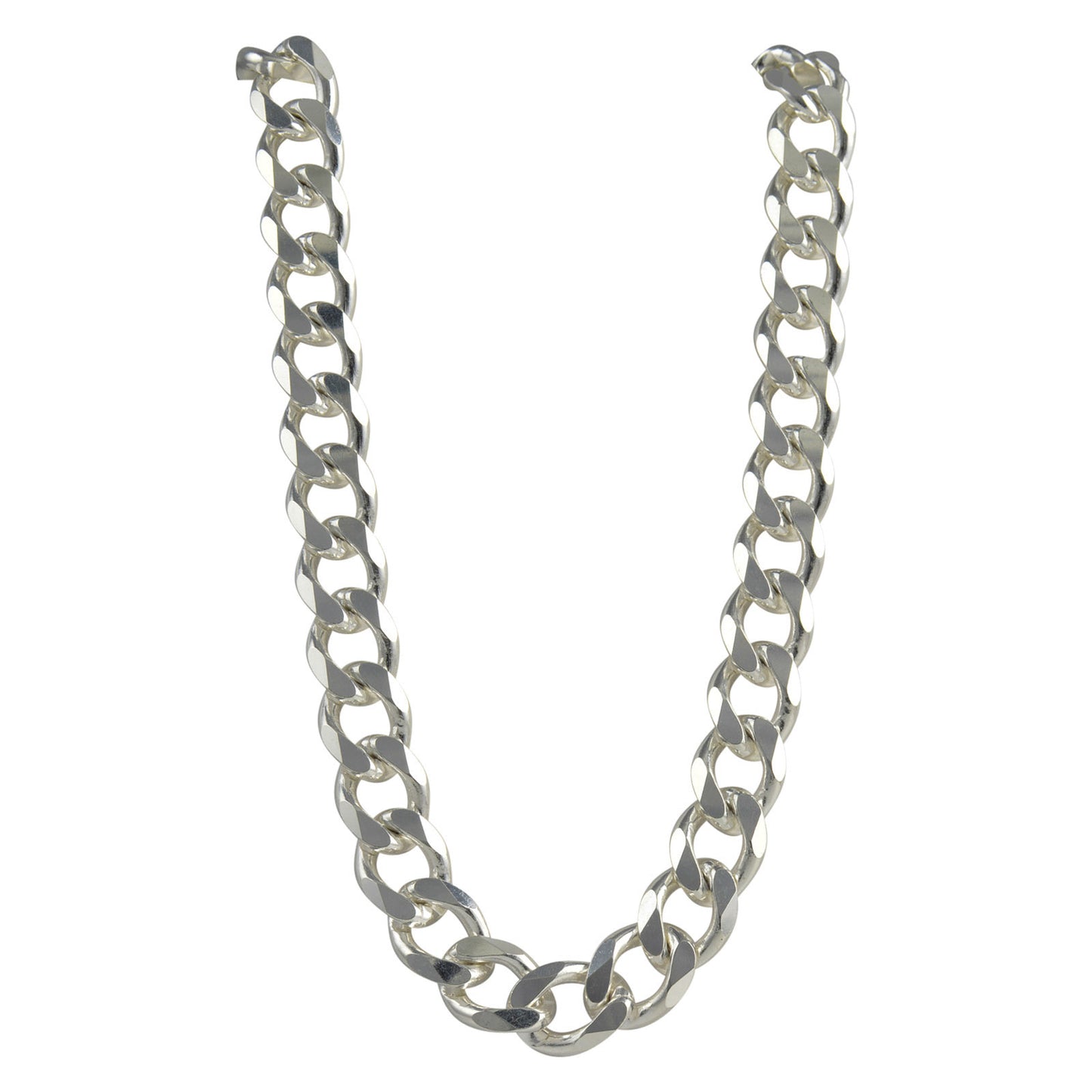 Sterling Silver Curb 450 16mm Necklace Chain Italian Solid .925 Mens Jewelry