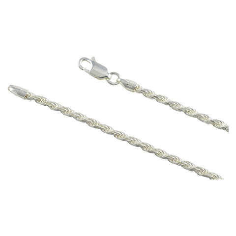 Sterling Silver Diamond Cut Rope 035 1.5mm Bracelet Chain Italian .925 Jewelry