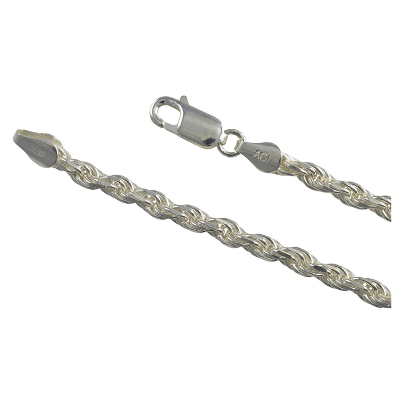 Sterling Silver Diamond Cut Rope 080 4mm Bracelet Chain Italian .925 Jewelry